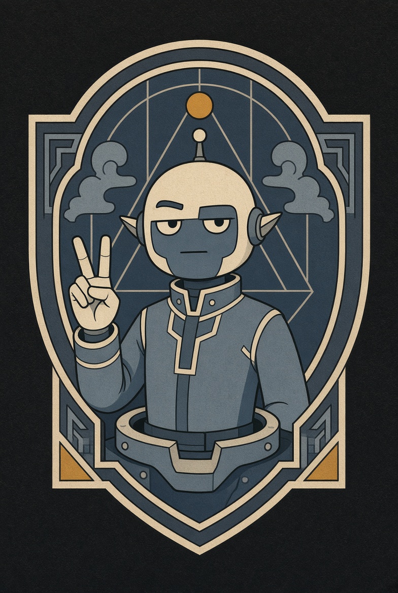 Emblem: ein Logik-Offizier mit Spitzohren, fest in der Rolle.